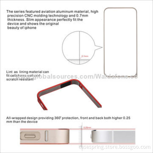 Ultra-thin Aluminum Alloy Bumper Cases for iPhone, Metal Bumper, Compact Design